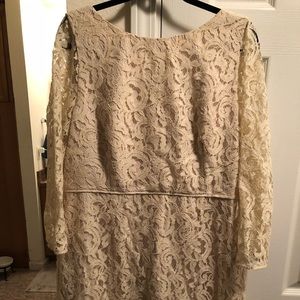 J crew Leavers Lace Sheath Dress in champagne